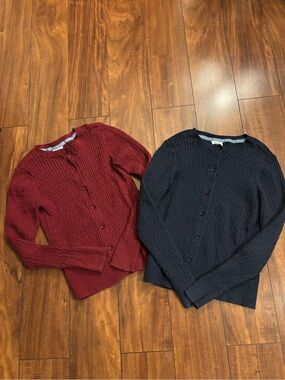GAP Kids Cable-Knit Button Cardigans - Burgundy & Navy